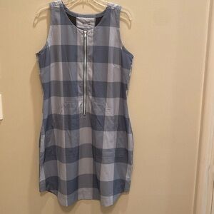 Woolrich Over and Out Dress Grey back Vented Plaid Check Gingham Dress LARGE